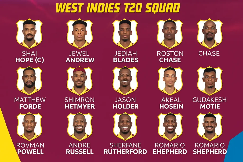 West Indies Squad for T20I Series Against Australia 2025