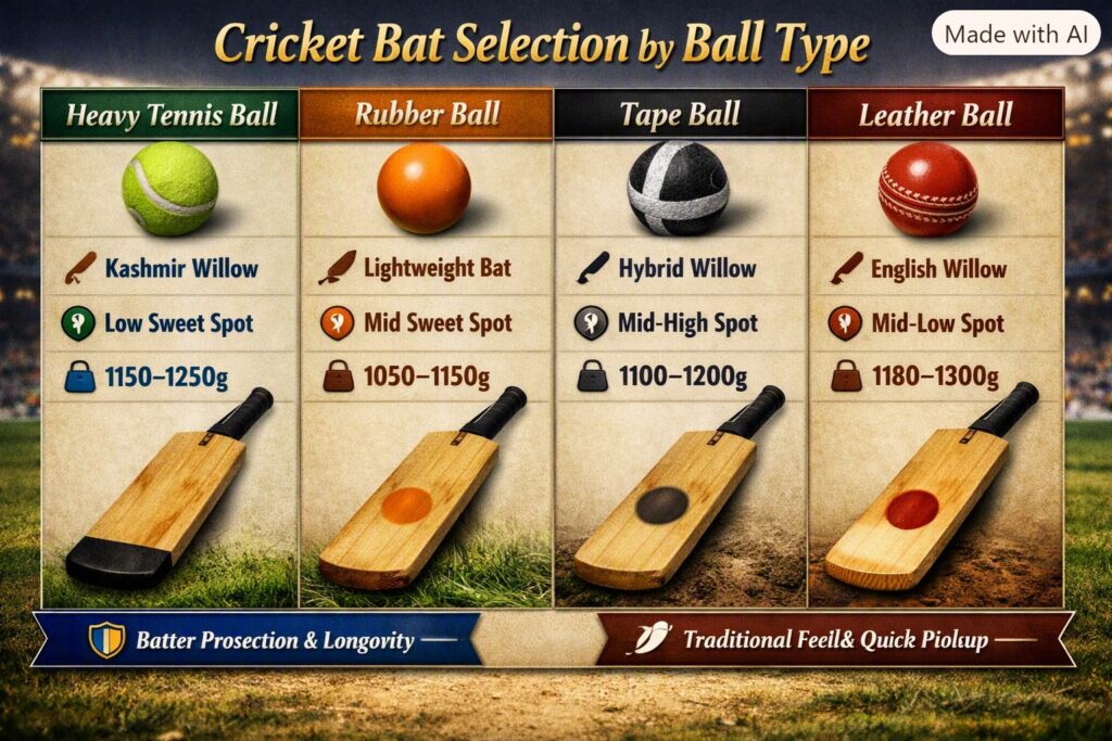 Choosing a Cricket Bat Based on Ball Type