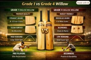 English Willow Cricket Bats Grade 1 vs. Grade 4