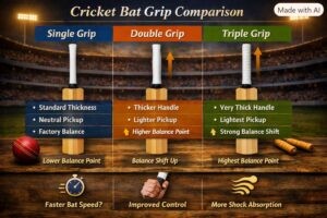 How Adding a Second or Third Grip Affects Pickup and Balance of a Cricket Bat?