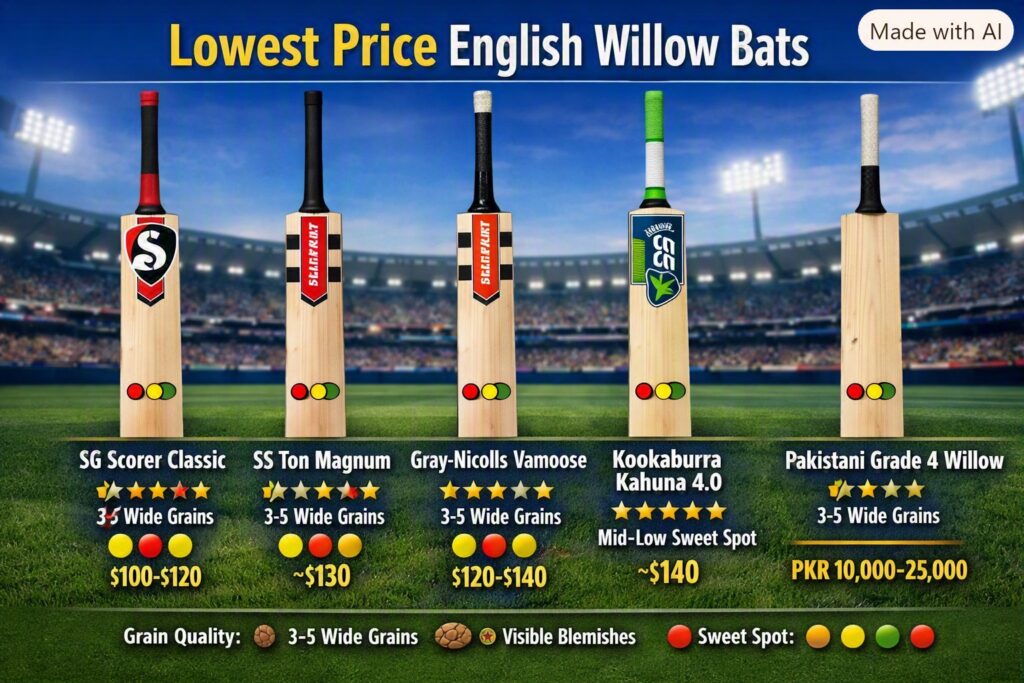 Lowest Price English Willow Cricket Bats