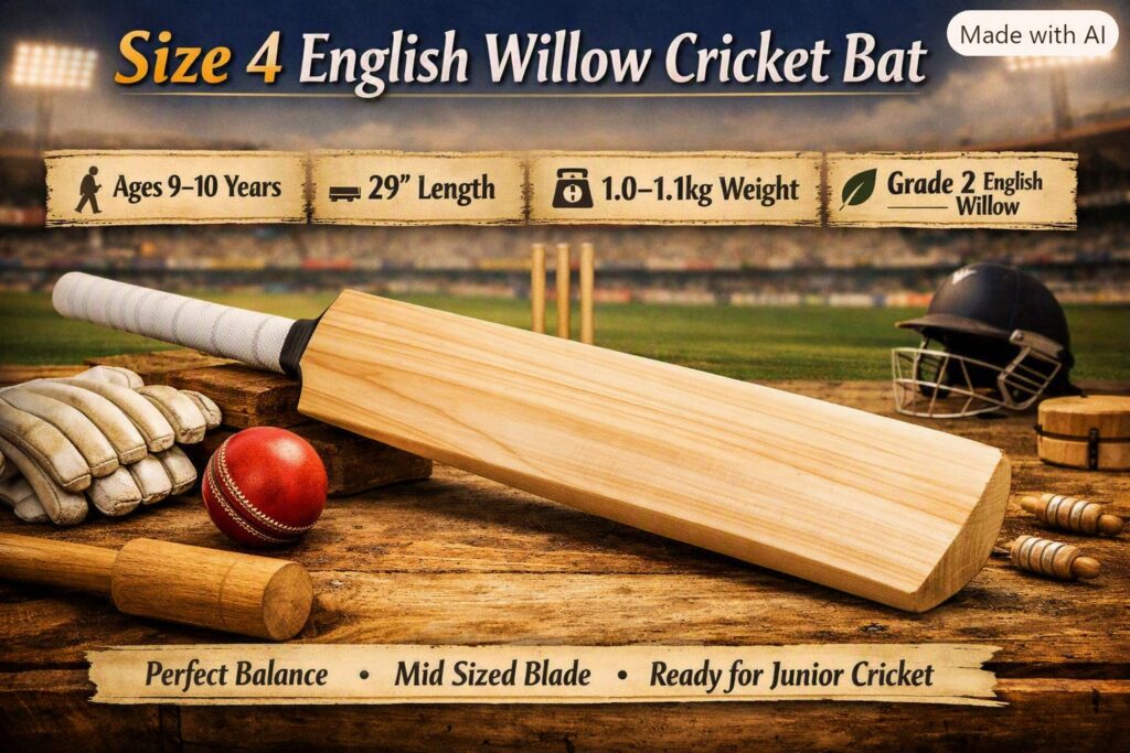 Size 4 English Willow Cricket Bat