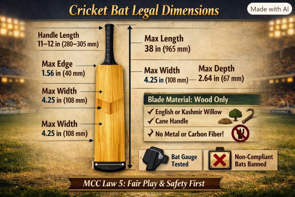 Strict Legal Dimensions of a Cricket Bat