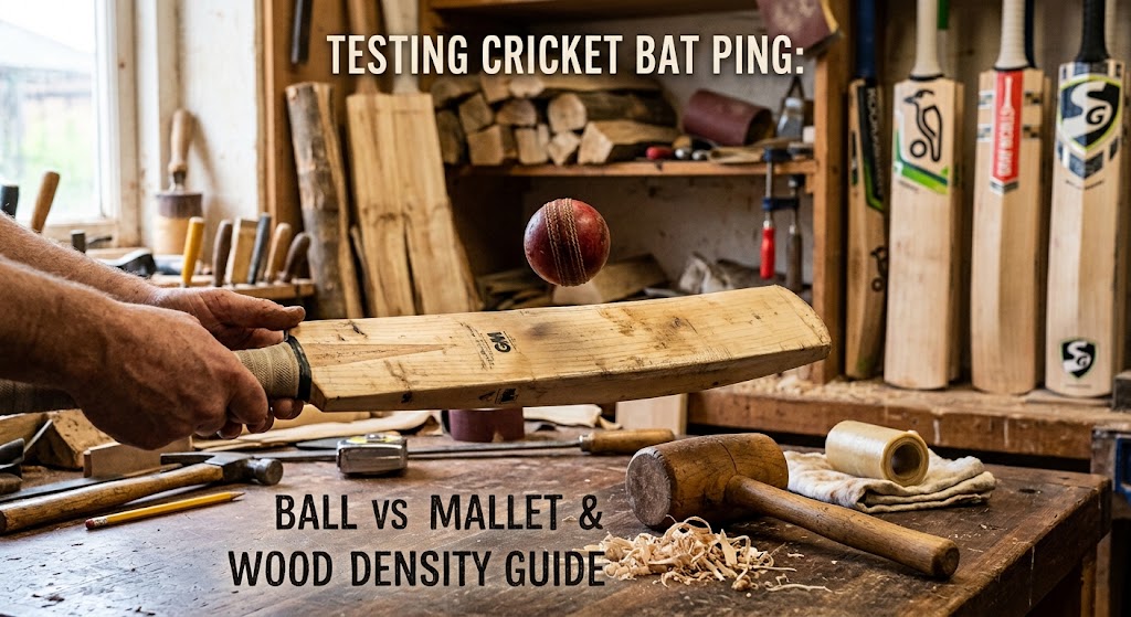 Testing Cricket Bat Ping: Ball vs Mallet & Wood Density Guide