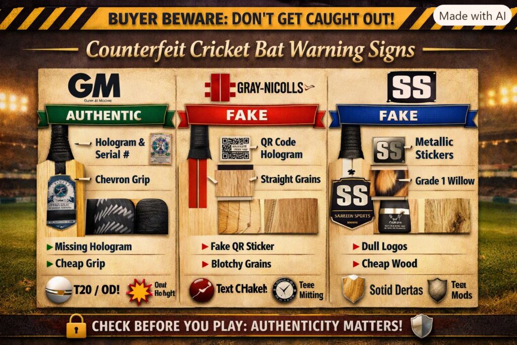 Warning Signs of Counterfeit GM, Gray‑Nicolls, or SS Cricket Bats